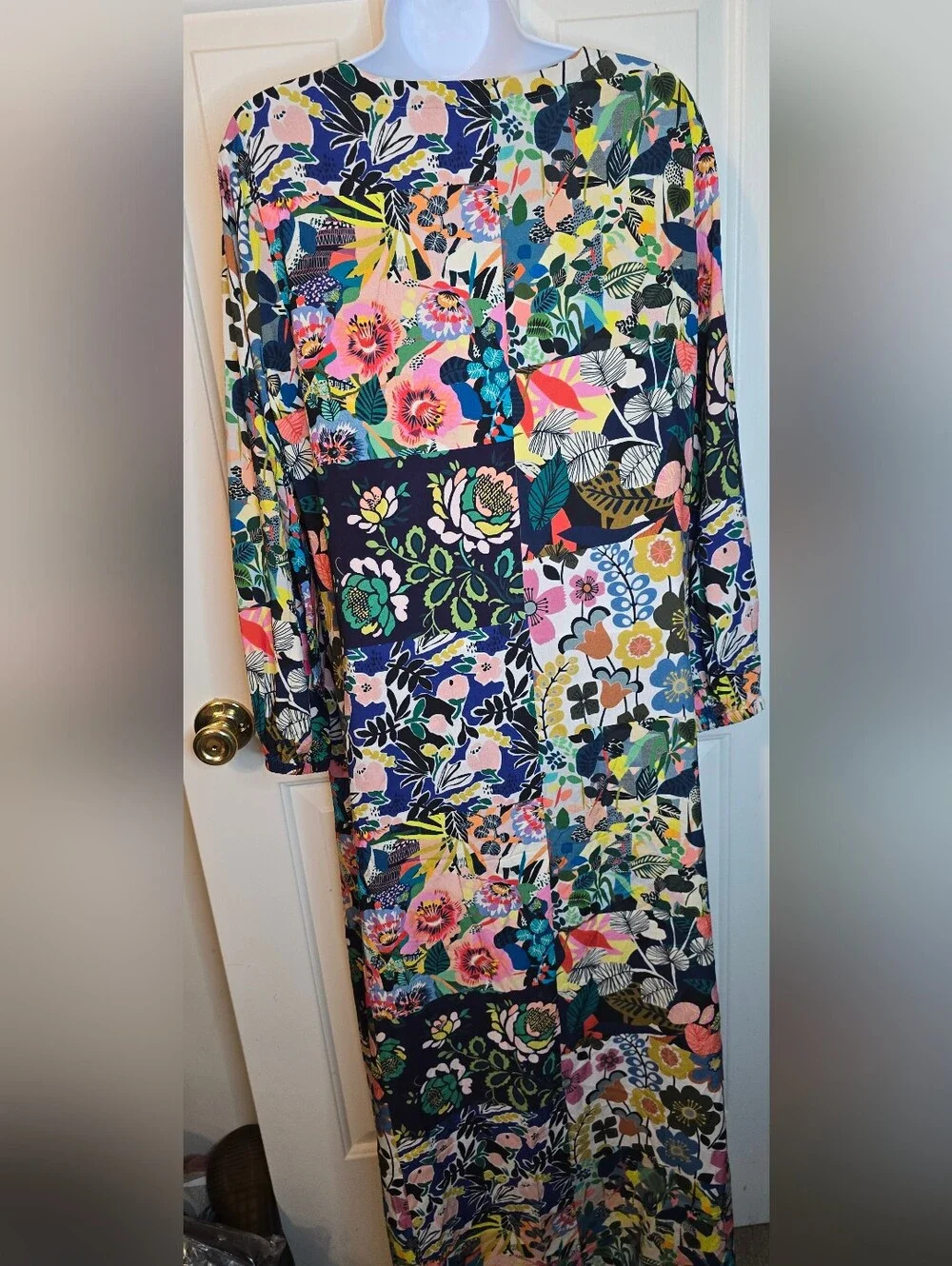 Johnny Was Layla Puff Sleeve Swim Cover-Up Maxi Dress Boho Chic Sz S - Picture 7 of 8
